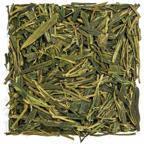 Chinese Dragon Well (Long Jing) loose-leaf green tea from The Delicious Plant
